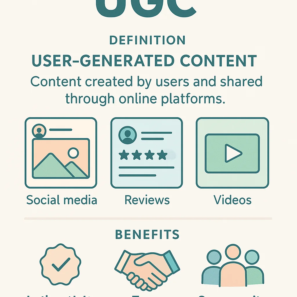 Infographic explaining the definition and benefits of user-generated content (UGC).