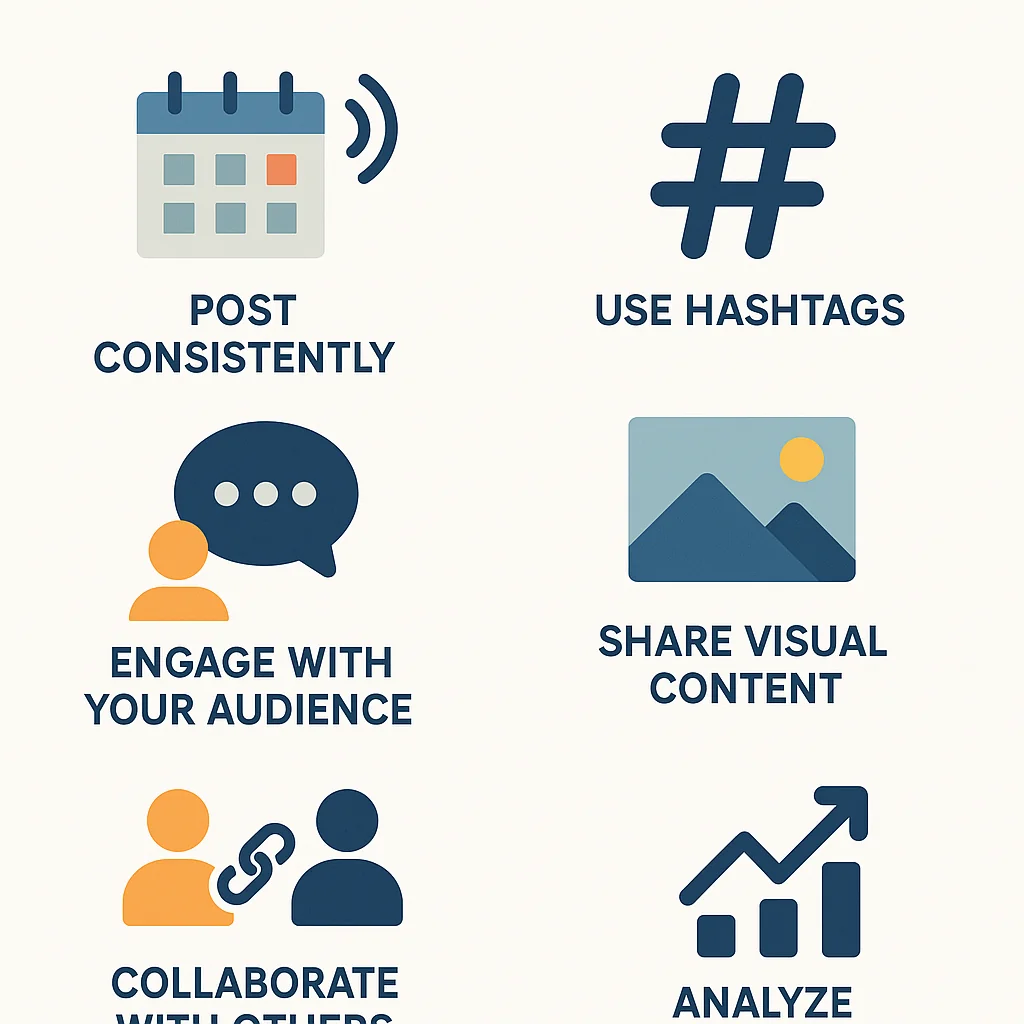 Infographic with tips to improve reach, boost impressions, and enhance engagement on social media.